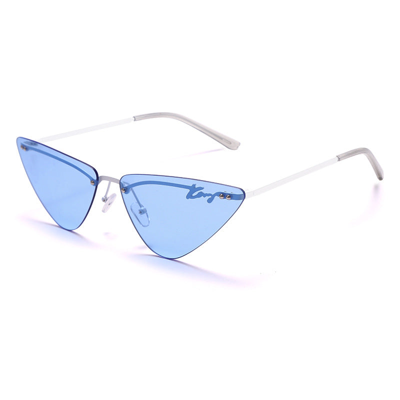 Rimless Fashion Trim Cat Eye Sunglasses Triangle Sunglasses