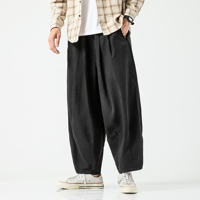 Plus Size Cropped Pants Men's Loose Straight Lantern Wide-leg Pants