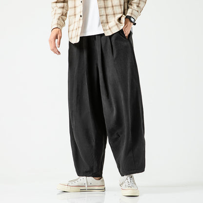 Plus Size Cropped Pants Men's Loose Straight Lantern Wide-leg Pants