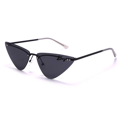 Rimless Fashion Trim Cat Eye Sunglasses Triangle Sunglasses