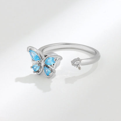 Women's Adjustable Rotatable Butterfly Ring