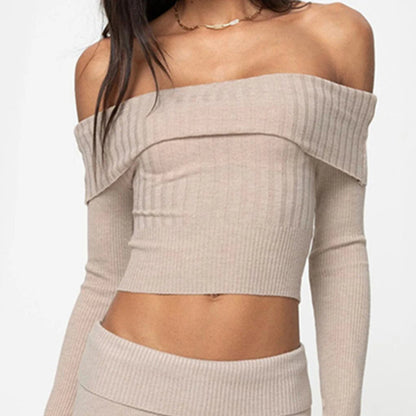 Women's Hot Girl Off-neck Long-sleeved Sweater