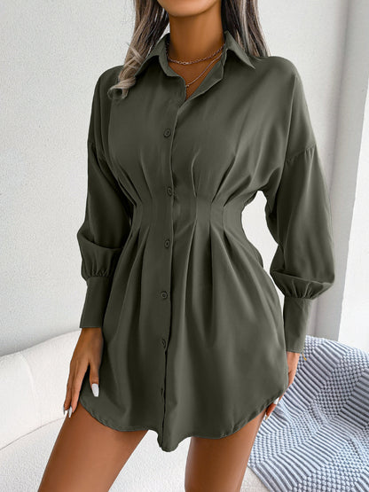 Women's Lantern Sleeve Waist-tight Asymmetric Dress