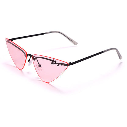 Rimless Fashion Trim Cat Eye Sunglasses Triangle Sunglasses