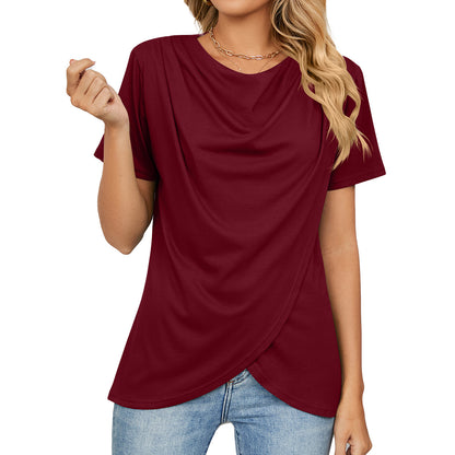 Women's Short-sleeved Round Neck Peplum Top