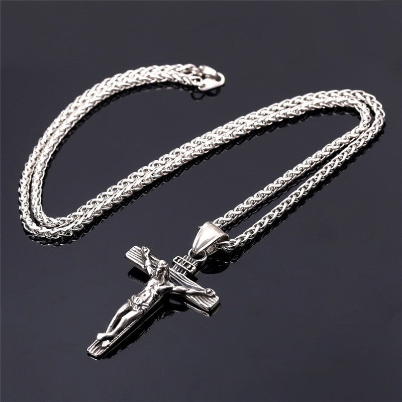 Men's Chain Christian Jewelry Gift Vintage Cross INRI Crucifix Pendant And Necklace