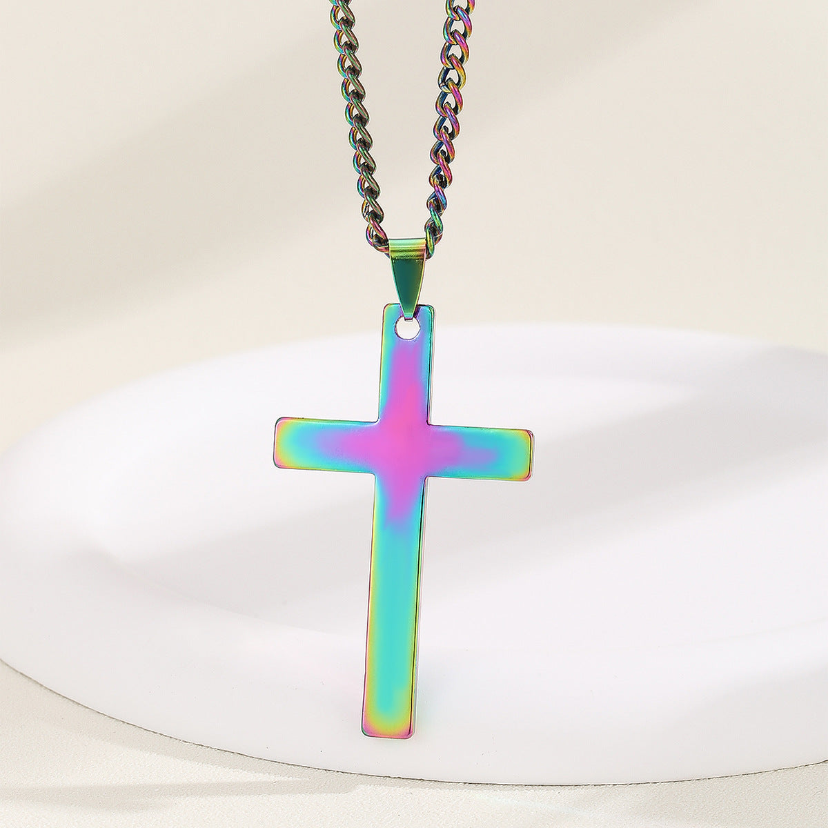 Stainless Steel Cross Shelf Men's Necklace