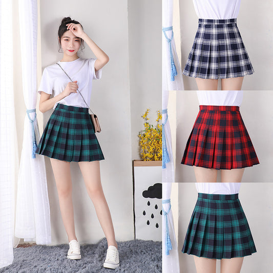 Women's Spring And Summer Plaid High Waist Skirt