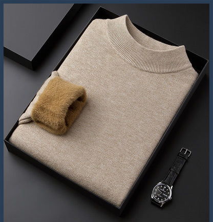 Men's Solid Color With Fur Thickened Mink Knitwear