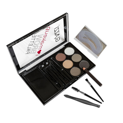 Natural Brown Eyebrow Powder Palette Eye Contour Enhancers Eye Brows Shadow Stamp Shaping Waterproof Makeup Kit With Brush