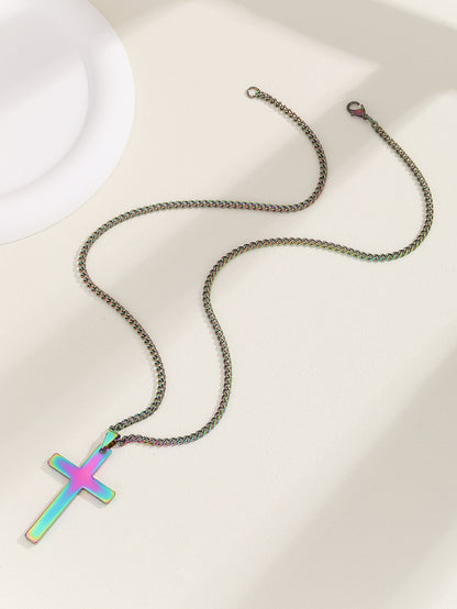 Stainless Steel Cross Shelf Men's Necklace