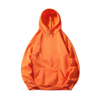 Loose Blank Hoodie With Plush Solid Color