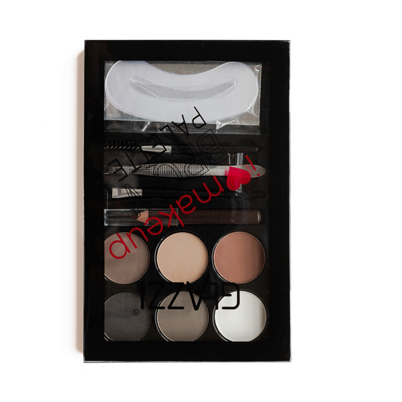 Natural Brown Eyebrow Powder Palette Eye Contour Enhancers Eye Brows Shadow Stamp Shaping Waterproof Makeup Kit With Brush