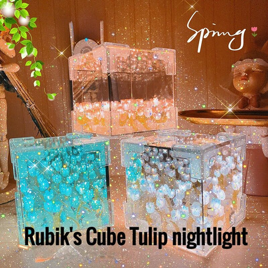 Handmade DIY Tulip Flower Small Night Light Romantic Gift For Girlfriend Mirror Lamp DIY Material Pack Atomsphere Decoration Home Decor