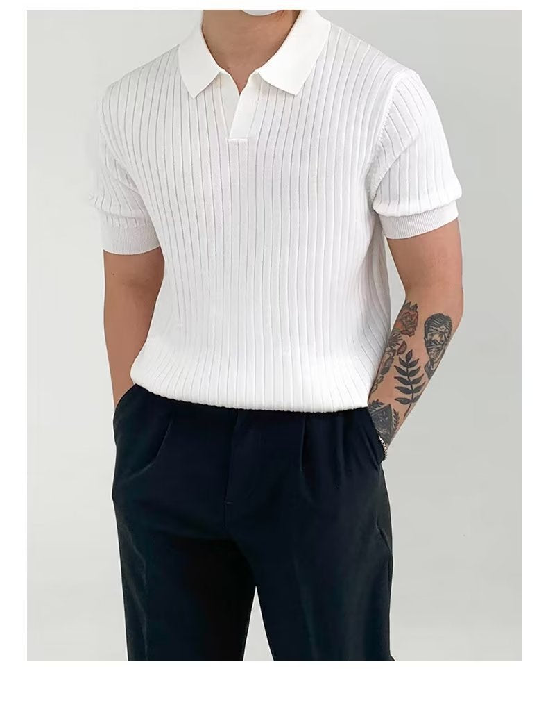 Fashion Polo Shirt Men's Solid Color Half Sleeve Top