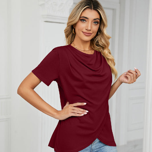 Women's Short-sleeved Round Neck Peplum Top