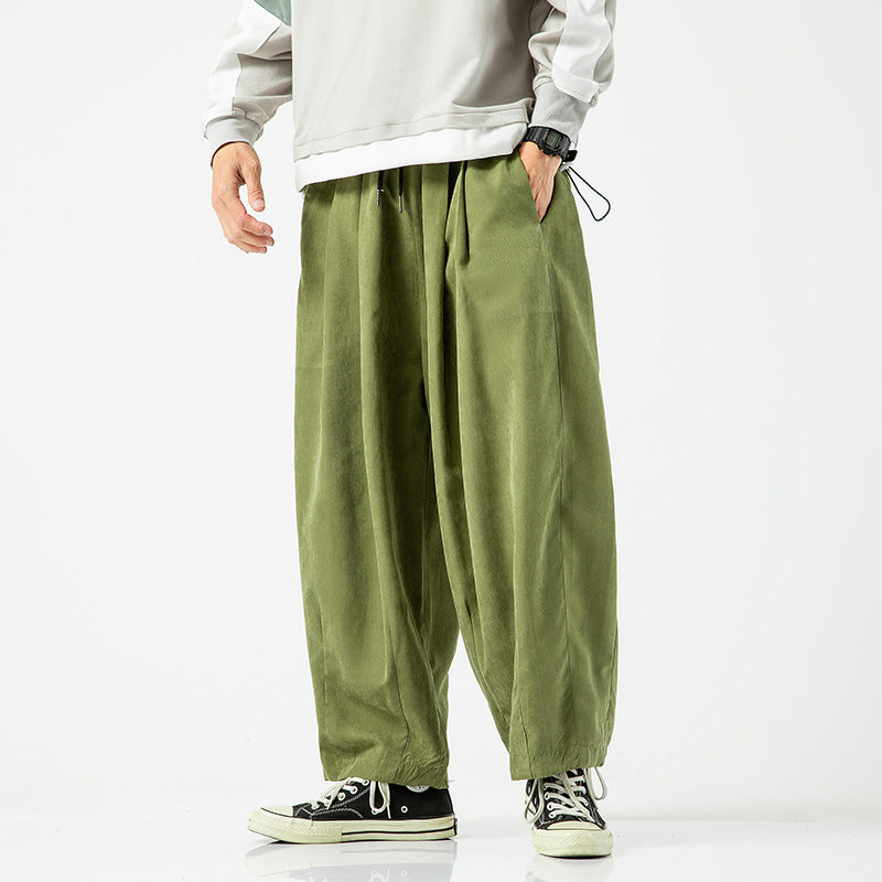 Plus Size Cropped Pants Men's Loose Straight Lantern Wide-leg Pants