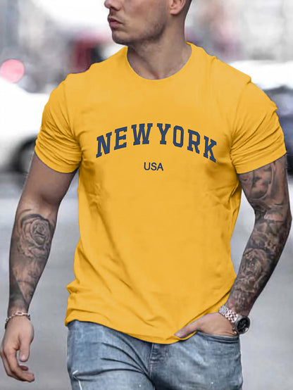 Men's Summer New York Printed 100 Cotton Large Loos Short Sleeve