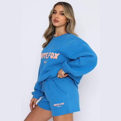 Printed Sweatshirt And Sweatpants Fleece Shirt Suit Women