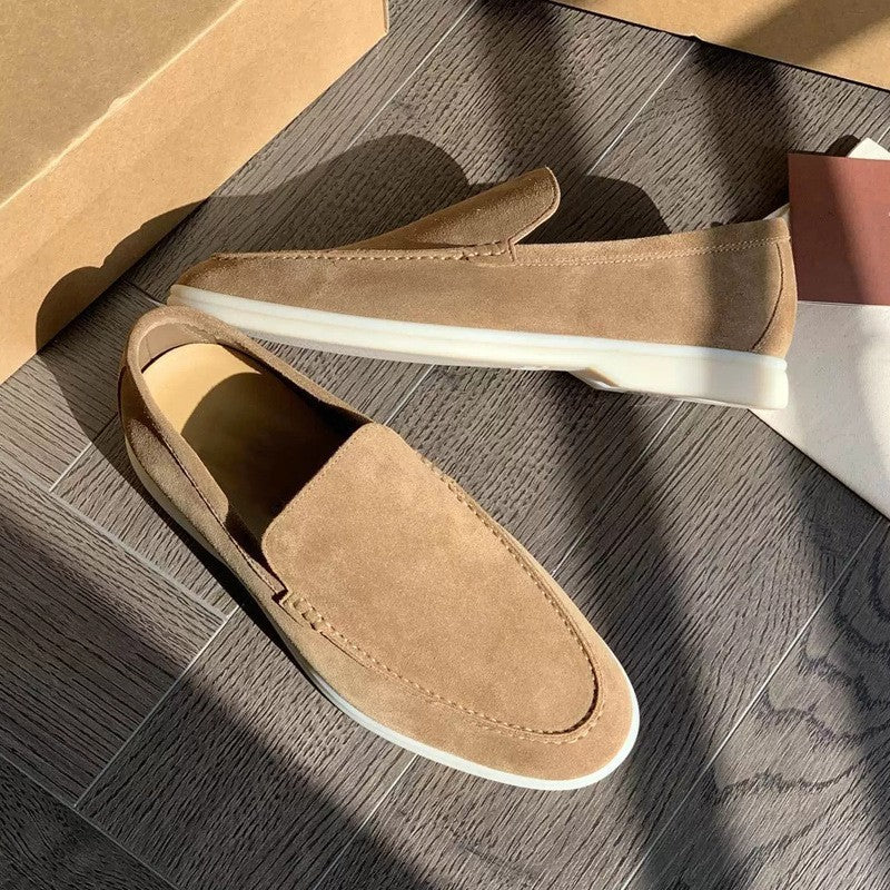 Mocassini estivi da uomo, casual e con suola piatta, scarpe slip-on per guida