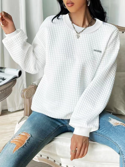 Letter Patch Detail Drop Shoulder Sweatshirt Sweater