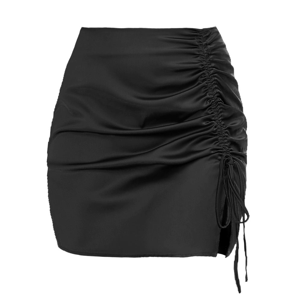 Pleating High Waist Zip Skirt For Women