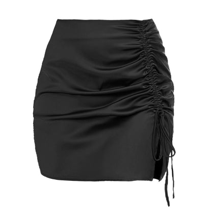 Pleating High Waist Zip Skirt For Women