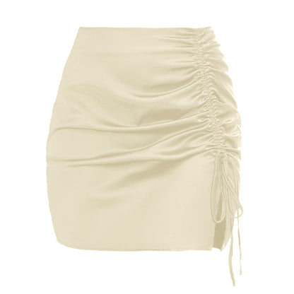 Pleating High Waist Zip Skirt For Women