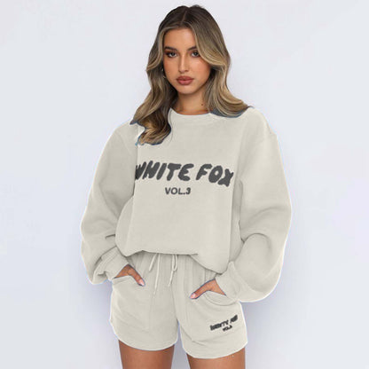 Printed Sweatshirt And Sweatpants Fleece Shirt Suit Women