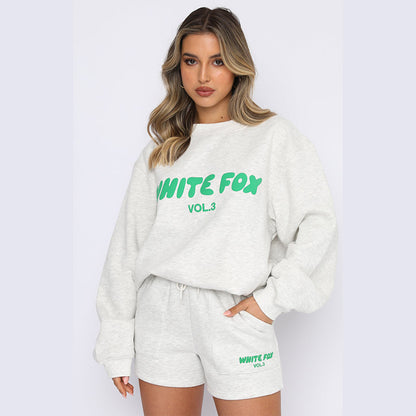 Printed Sweatshirt And Sweatpants Fleece Shirt Suit Women