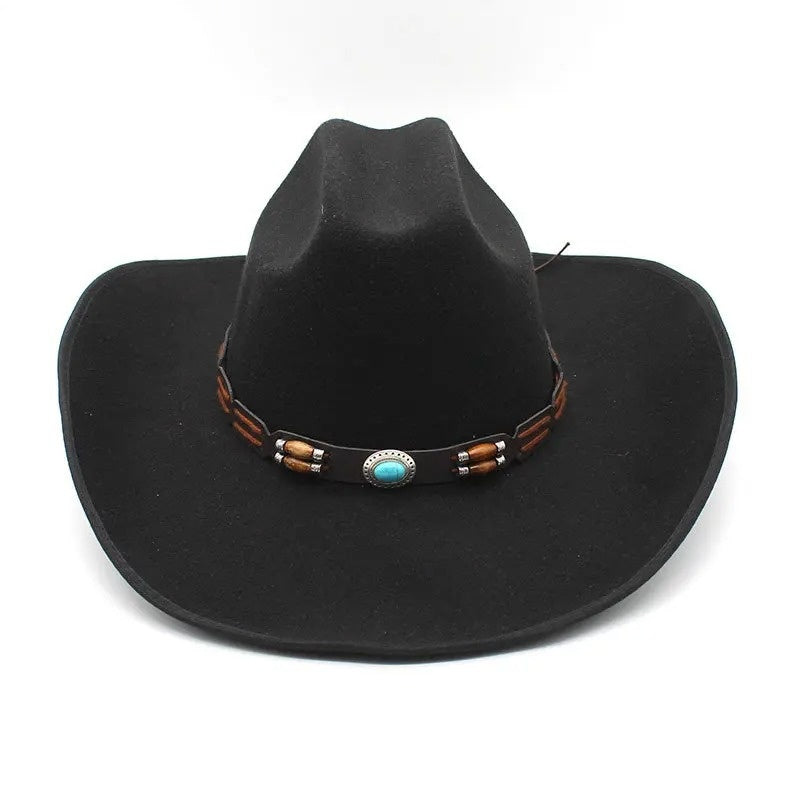 Woolen Hat, Turquoise Belt, Western Denim