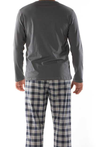 Casual Long-sleeved Men's Cotton Pajamas Suit