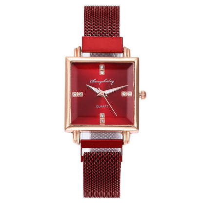 Square Simple Temperament Magnetic Snap Diamond Women's Watch