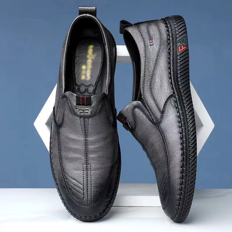 Scarpe slip-on in pelle da uomo eleganti, traspiranti e leggere