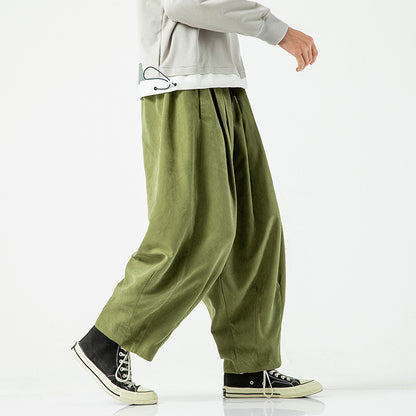 Plus Size Cropped Pants Men's Loose Straight Lantern Wide-leg Pants