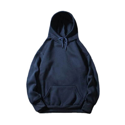 Loose Blank Hoodie With Plush Solid Color