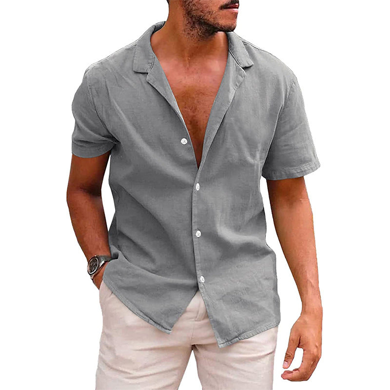 Men's Tops Casual Button Down Shirt Short Sleeve Beach Shirt Summer Mens Clothing