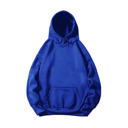 Loose Blank Hoodie With Plush Solid Color