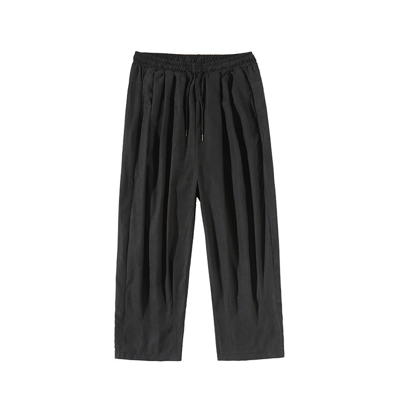 Plus Size Cropped Pants Men's Loose Straight Lantern Wide-leg Pants