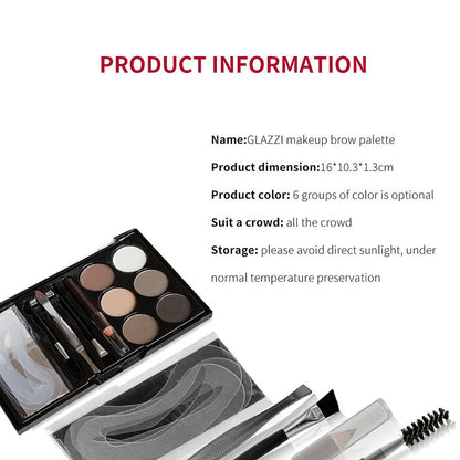 Natural Brown Eyebrow Powder Palette Eye Contour Enhancers Eye Brows Shadow Stamp Shaping Waterproof Makeup Kit With Brush